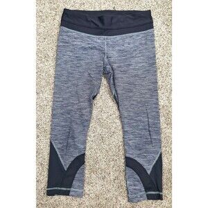 Lululemon  Pace Rival Crop Leggings Grey Black Zip Back‎ Pocket Sz 8